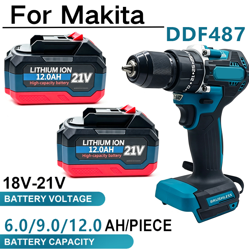 18-21V Battery 12.0Ah Recharge - đánh giá và giá Makita Drill Ddf484